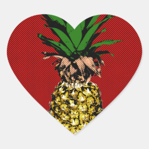 Sticker Cœur Image Newsprint ananas