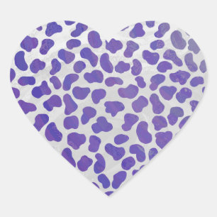 Sticker Cœur Impression dalmate violet et blanche