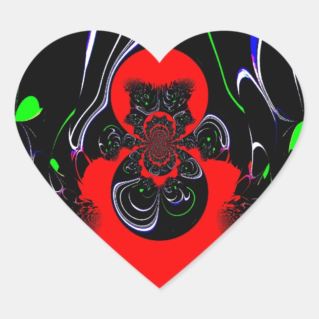 Sticker Cœur Impression d'art fluide Kaleidoscope (Devant)