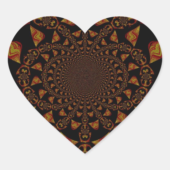 Sticker Cœur Impression d'art Kaleidoscope crâne (Devant)