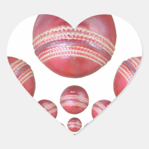 Sticker Cœur Impression de la balle de cricket de Sports Lover