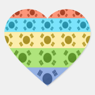 Sticker Cœur Impression d'un drapeau coréen multicolore