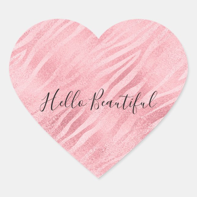 Sticker Cœur Impression Glam Pink Zebra (Devant)