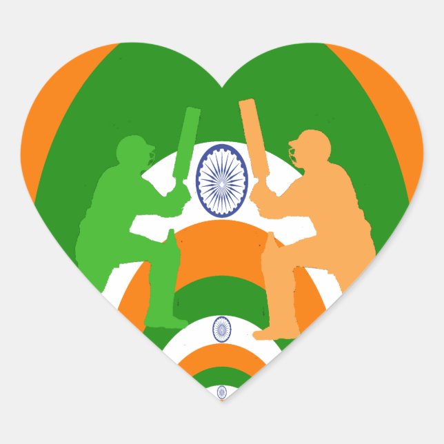 Sticker Cœur Inde Cricket Spirit : Design abstrait (Devant)