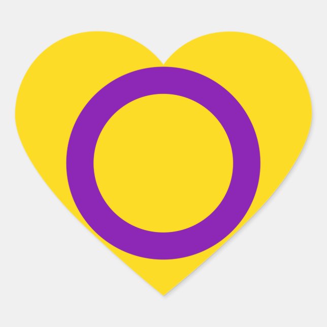Sticker Cœur Indicateur de la fierté intersexuelle (Devant)