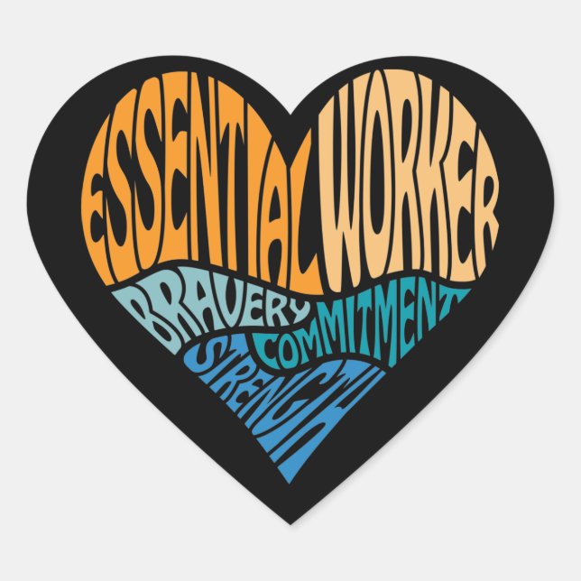 Sticker Cœur Indispensable Travailleur Coeur Word Art (Devant)