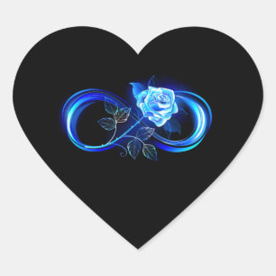Sticker Cœur Infini lumineux avec rose bleue