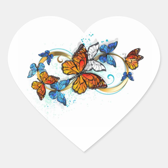 Sticker Cœur Infinity of Monarch Butterflies (Devant)