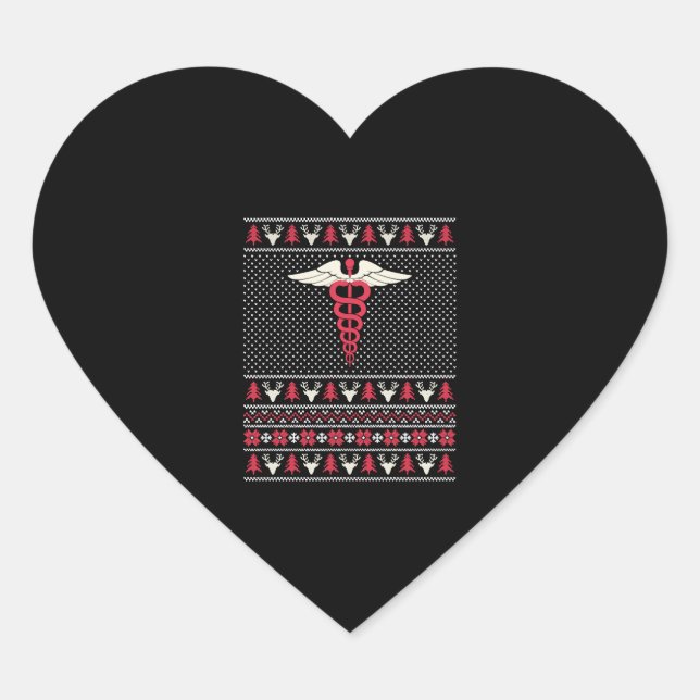 Sticker Cœur Infirmière Médicale EMT Noël laid (Devant)