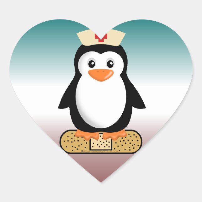 Sticker Cœur Infirmière Penguin (avec bandaid) (Devant)