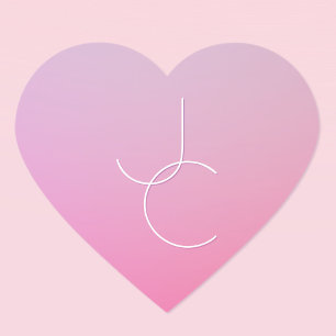 Sticker Cœur Initiales superposées Modernes 2   Ombré rose