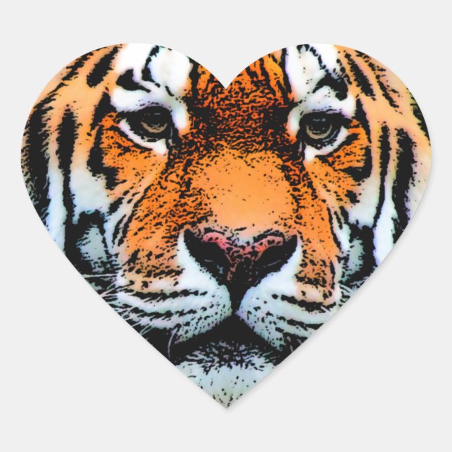 Sticker Cœur Inspiration des yeux de tigre (Devant)