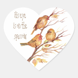 Sticker Cœur Inspiré son oeil est sur le moineau,