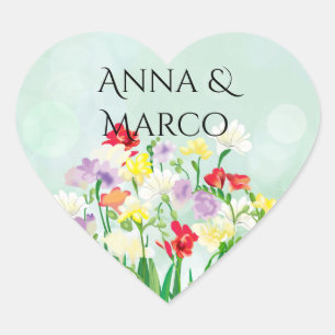 Sticker Cœur Invitation à fleurs mariages