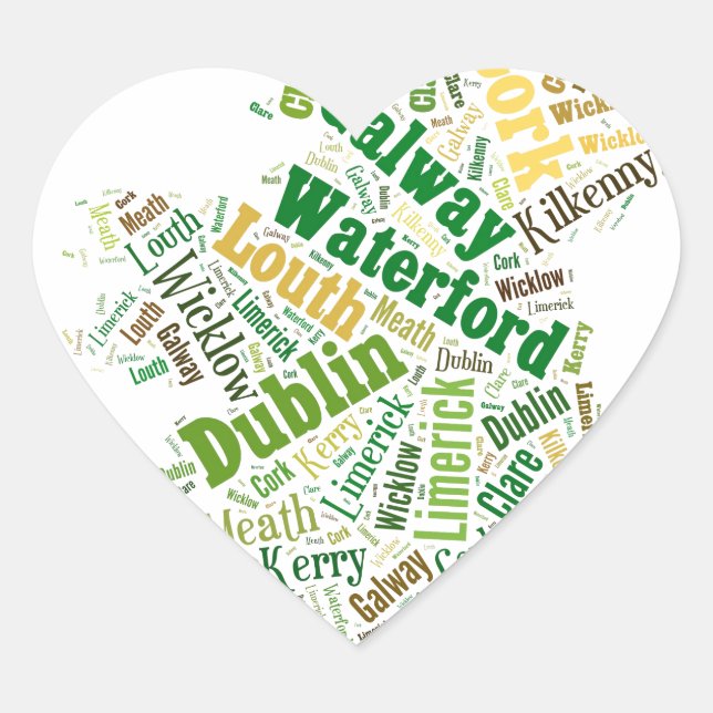Sticker Cœur Ireland Cities Word Art (Devant)
