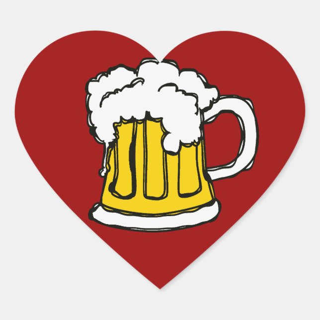 Sticker Cœur J'adore la bière ! (Devant)