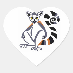 Sticker Cœur J'adore les LEMURS à queue cerclée - Faune - Madag