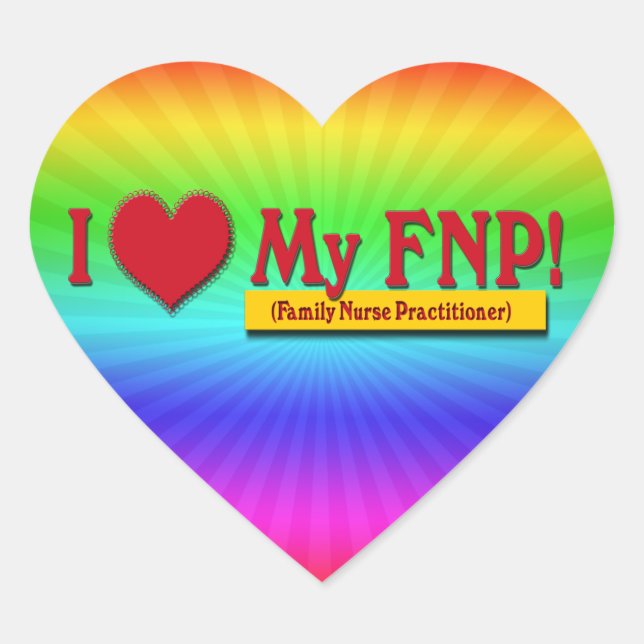 STICKER CŒUR J'ADORE MON PRATICIEN FNP VALENTINE FAMILY NURSE (Devant)