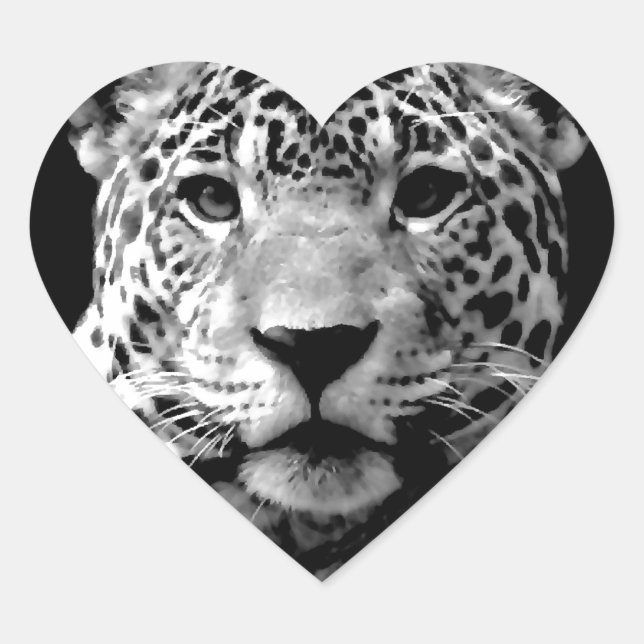 Sticker Cœur Jaguar noir et blanc (Devant)