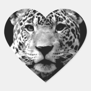 Sticker Cœur Jaguar noir et blanc