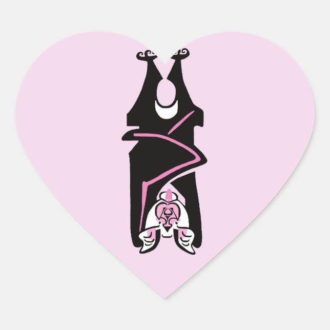Sticker Cœur J'aime BATS - Faune - Nature - rose (Devant)