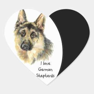 Sticker Cœur J'aime berger allemand chien, animal de compagnie 