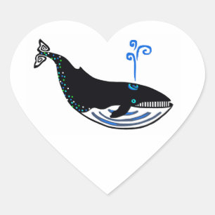 Sticker Cœur J'aime Bleu BALEINE - Amoureux des animaux - Faune