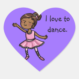 Sticker Cœur J'aime danser le danseur classique de bande