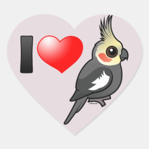 Sticker Cœur J'aime des Cockatiels