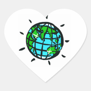 Sticker Cœur J'aime la planète Terre - Conservation - Ecologie