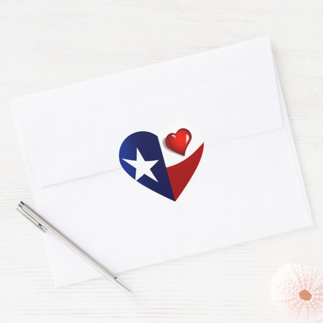 Sticker Cœur J'aime le Texas (Enveloppe)