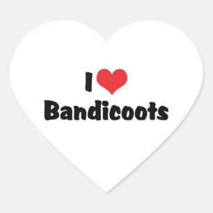 Sticker Cœur J'aime les bandicoots à coeur