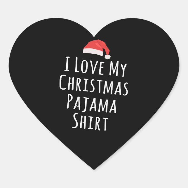 Sticker Cœur J'aime ma chemise en pyjama de Noël (Devant)