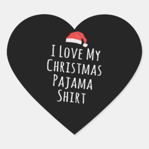 Sticker Cœur J'aime ma chemise en pyjama de Noël