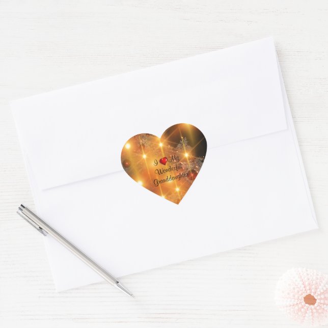 Sticker Cœur J'Aime Ma Merveilleuse Petite-Fille (Enveloppe)