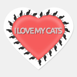 Sticker Cœur J'Aime Mes Chats