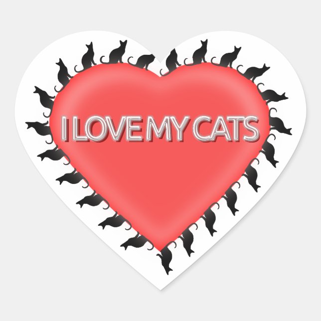 Sticker Cœur J'Aime Mes Chats (Devant)