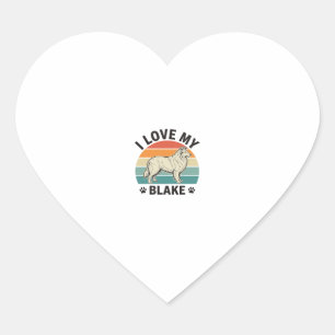 Sticker Cœur J'aime mon chien Blake rétro gravure Design_1