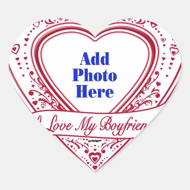 Sticker Cœur J'Aime Mon Petit Ami ! Photo Red Hearts (Devant)