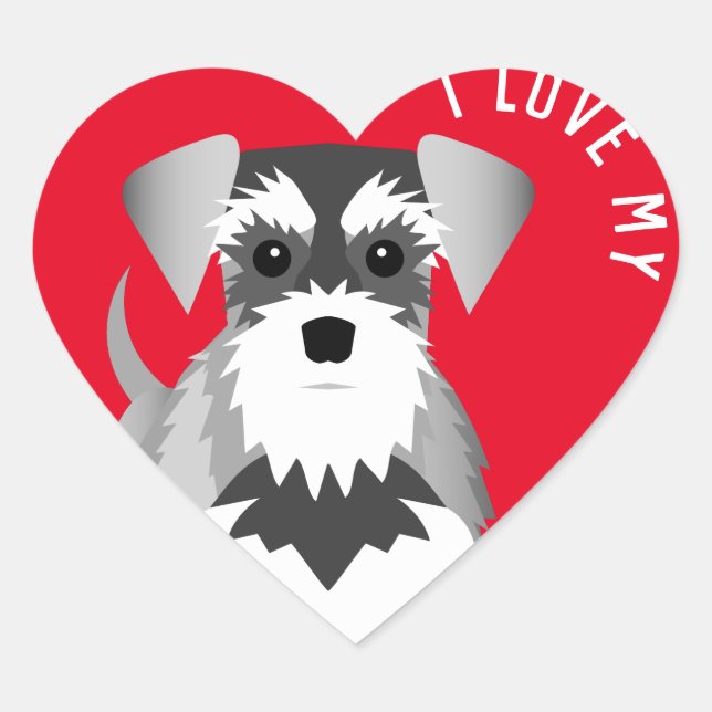 Sticker Cœur J'Aime Mon Schnauzer Miniature (Devant)