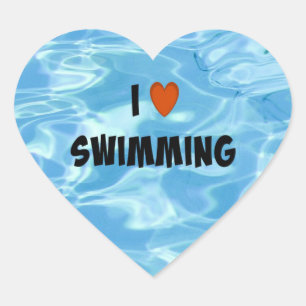 Sticker Cœur J'Aime Nager - L'Eau Bleue Invitante,