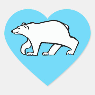 Sticker Cœur J'aime OURS Polaires - Faune - Arctique - Bleu