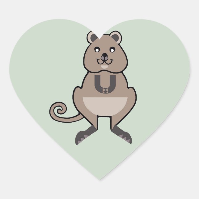 Sticker Cœur J'aime QUOKKAS - Faune - Marsupial - (Devant)