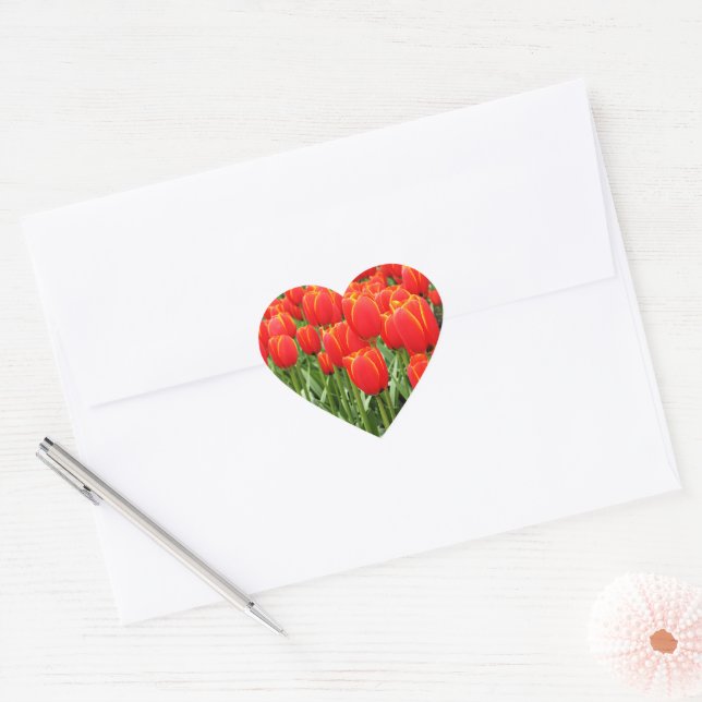Sticker Cœur Jardin des Tulipes rouges (Enveloppe)