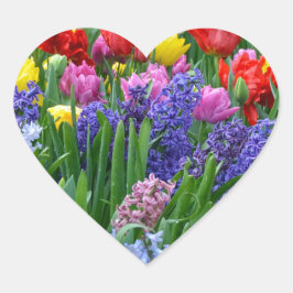 Sticker Cœur Jardin fleuri coloré