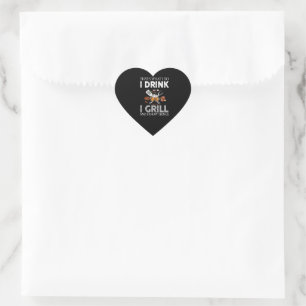 Sticker Cœur Je Bois Et Grill Aliments Cadeau Personnalisé