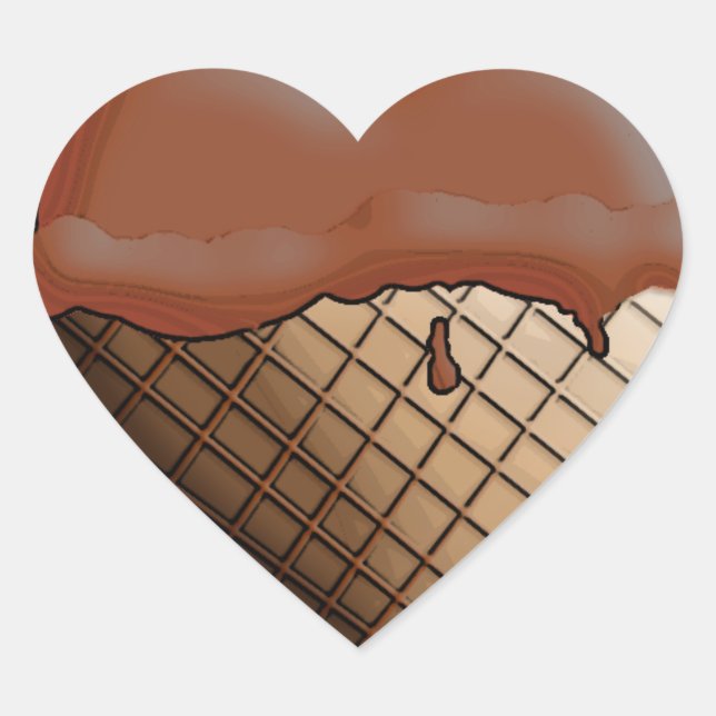 Sticker Cœur Je (Coeur) Crème de glace ! Chocolat (Devant)