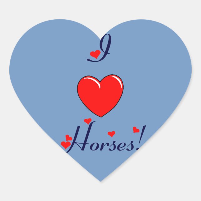 Sticker Cœur Je Coeur Les Chevaux ! (Devant)