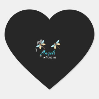 Sticker Cœur Je crois qu'il y a des anges parmi nous Dragonfly