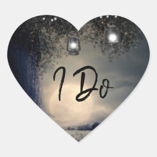 Sticker Cœur Je fais Lit Lanterns dans Tree Moonlight Mariage